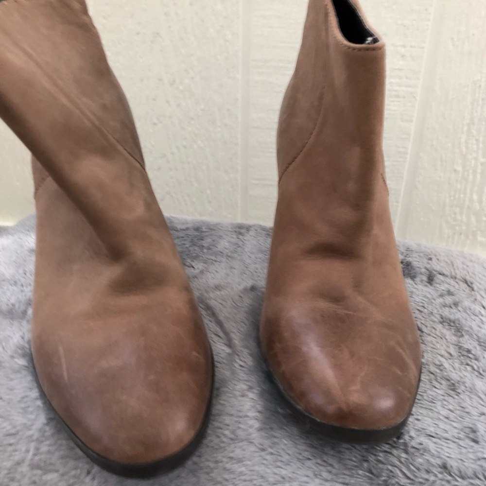 Distressed look beige tan booties